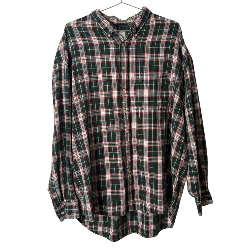 Vintage‎ Old Navy Mens XXL Green Red Plaid Button Down Shirt Long Sleeve Cotton